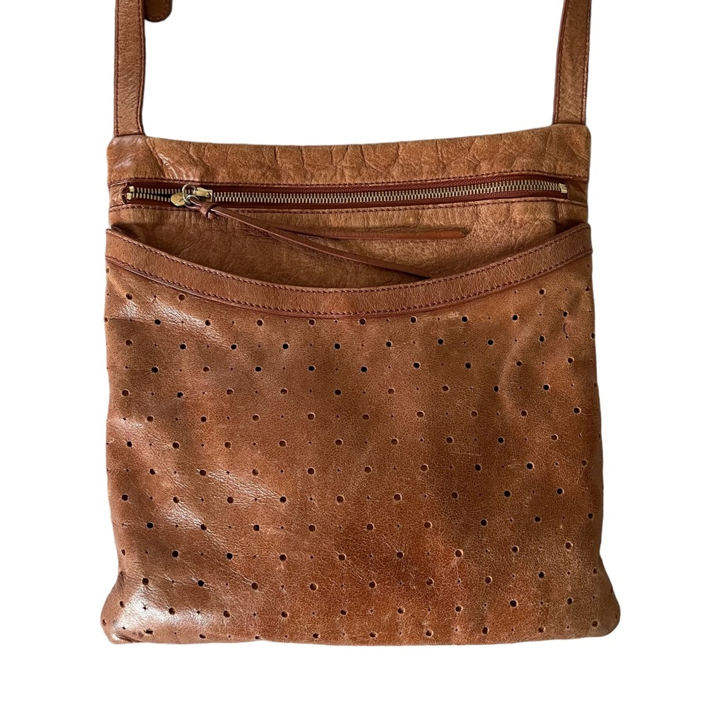 Genuine Distressed Brown Leather Hobo Crossbody Purse With Dustbag
